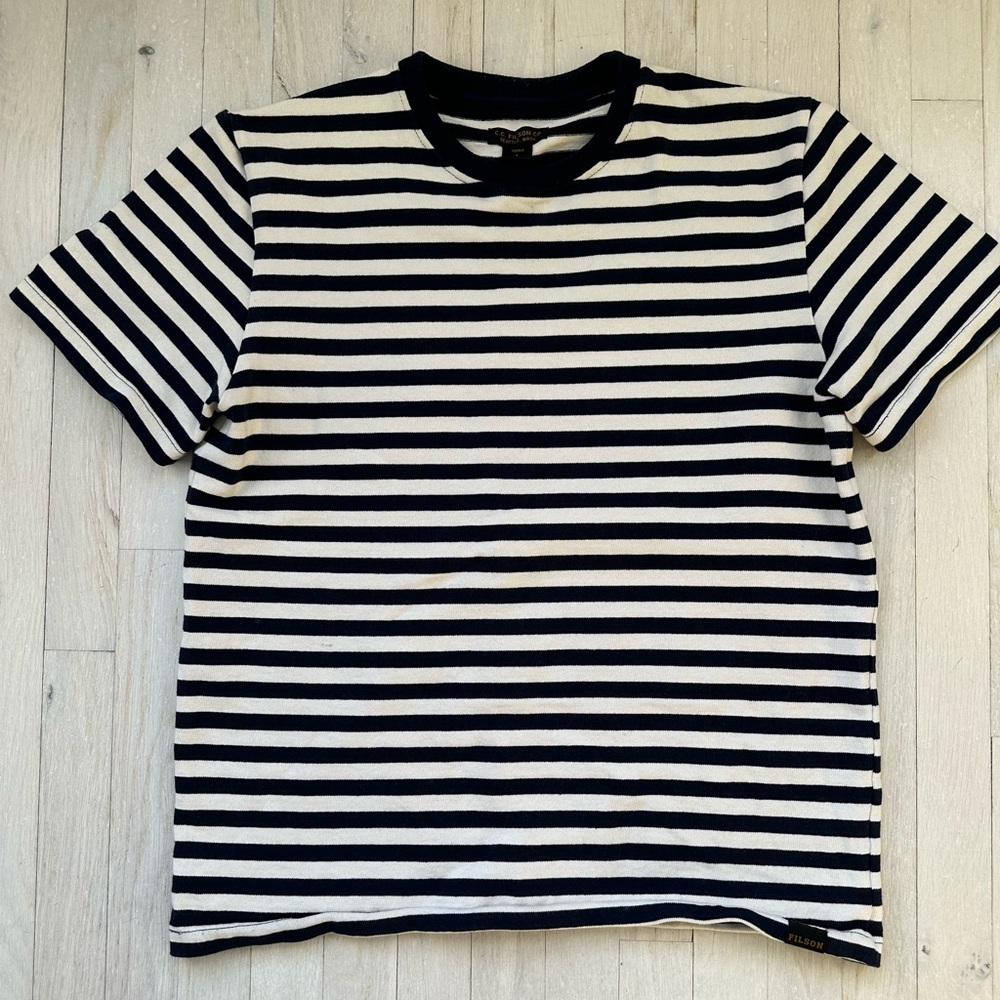 Filson Heavyweight Blue and White Striped Tee